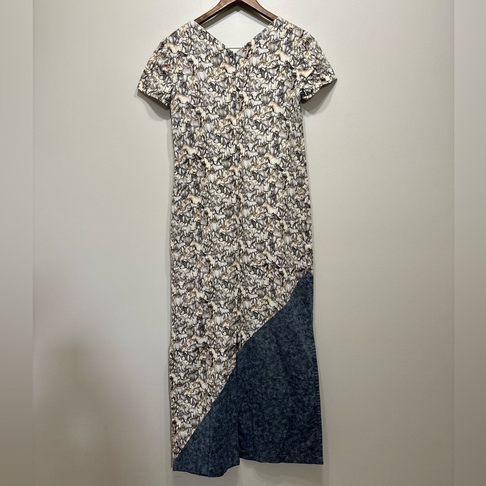 Vintage Horse Print Maxi Dress Handmade Western Equestrian Size 6 - Picture 7 of 9